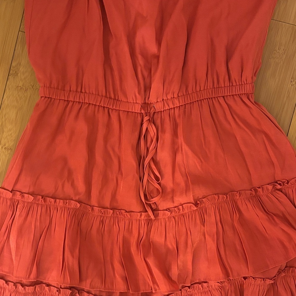 Bar III Red Midi Dress with Tiered Skirt - Picture 4 of 4